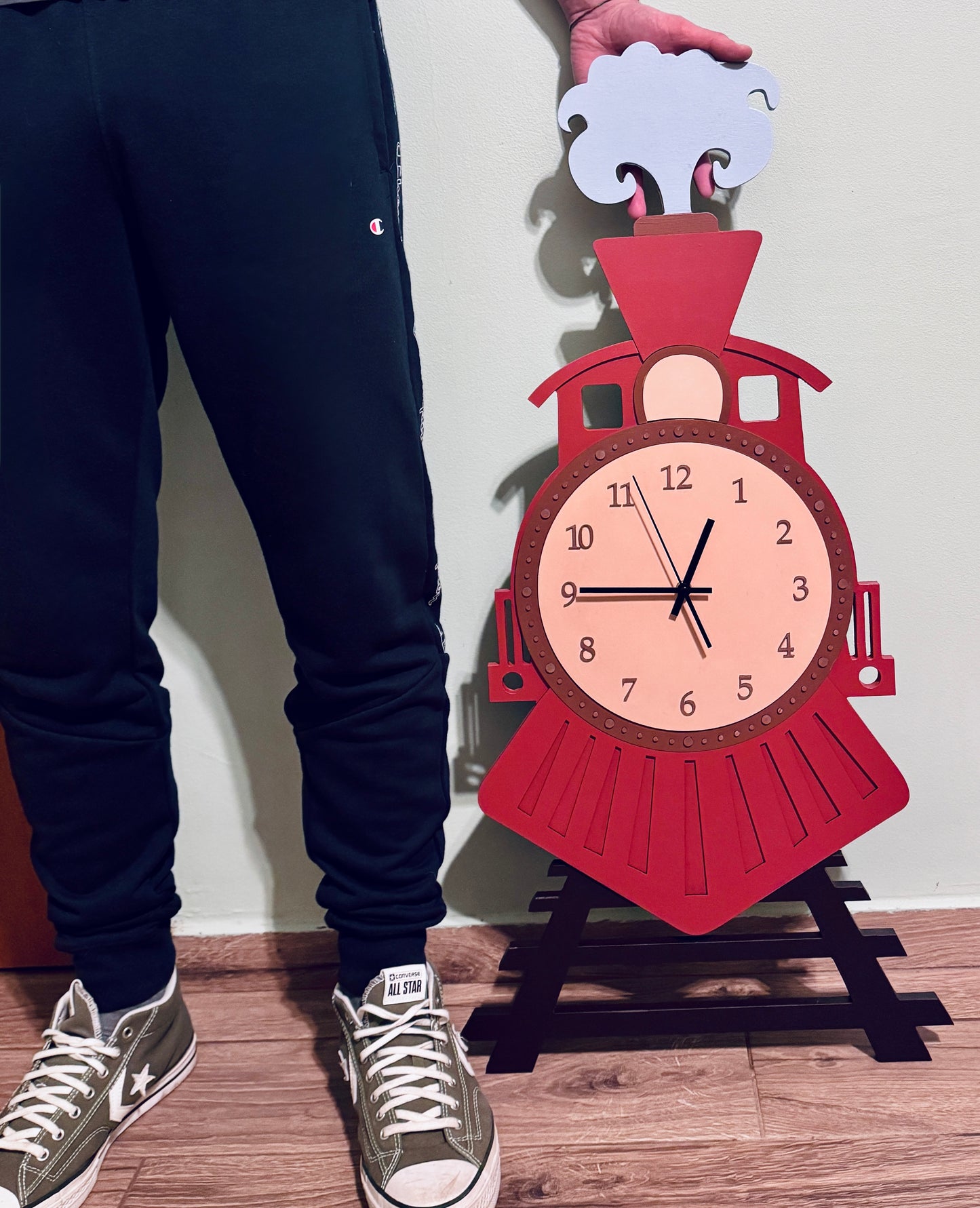 Orologio Treno in Legno per Cameretta | Wooden Train Wall Clock