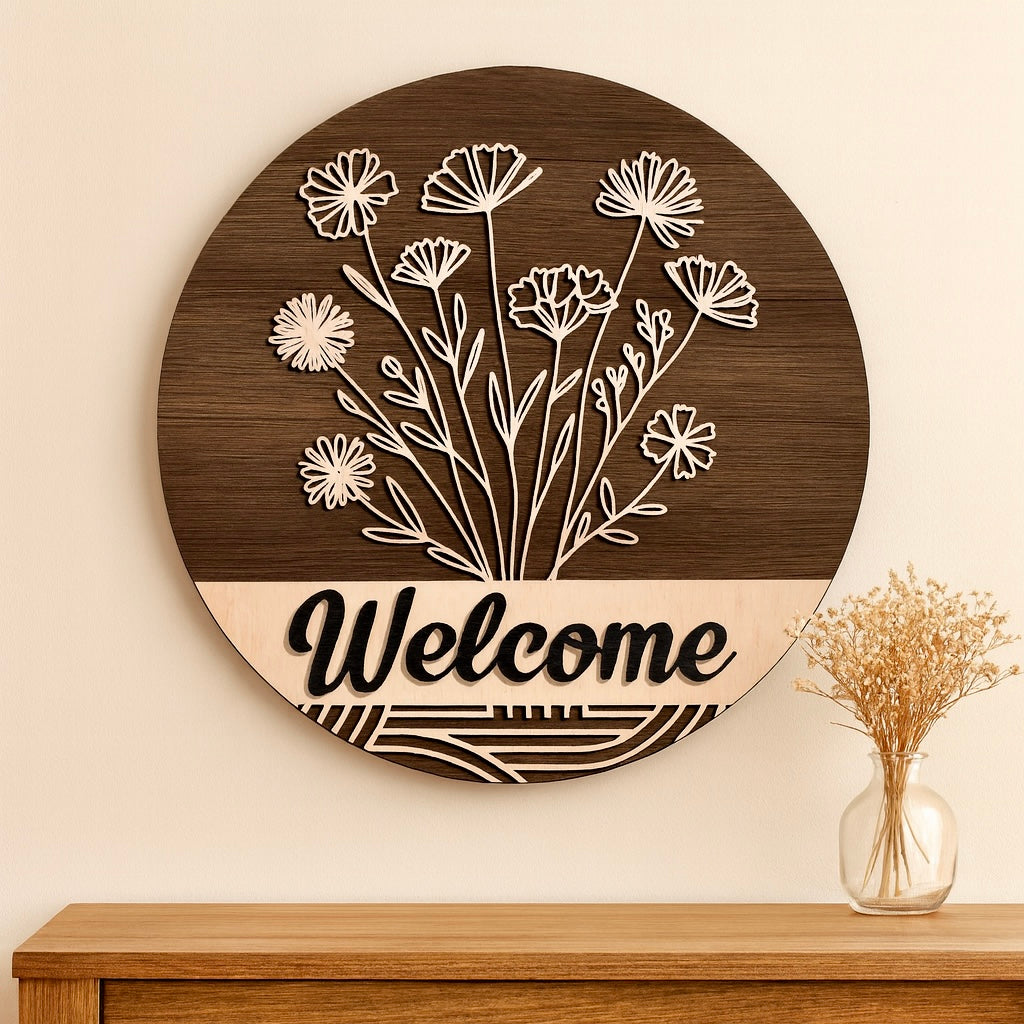 Targa murale - WELCOME SWEET FLOWERS