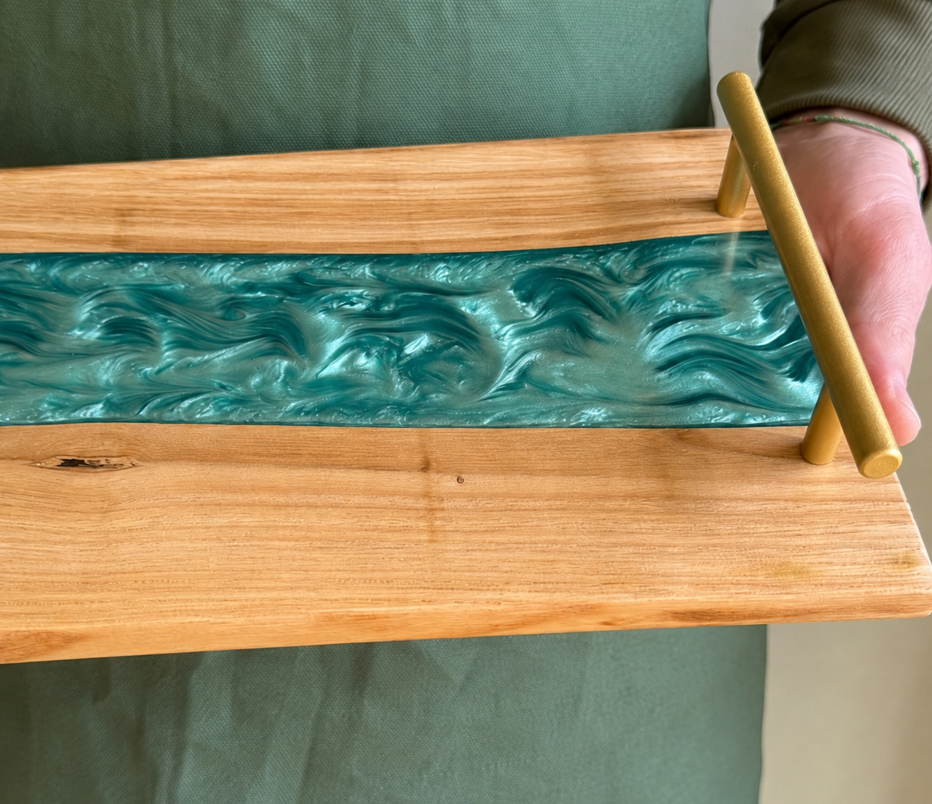 Vassoio in Legno con Resina Effetto Vetro | Handmade Wooden Tray Resin Glass Effect
