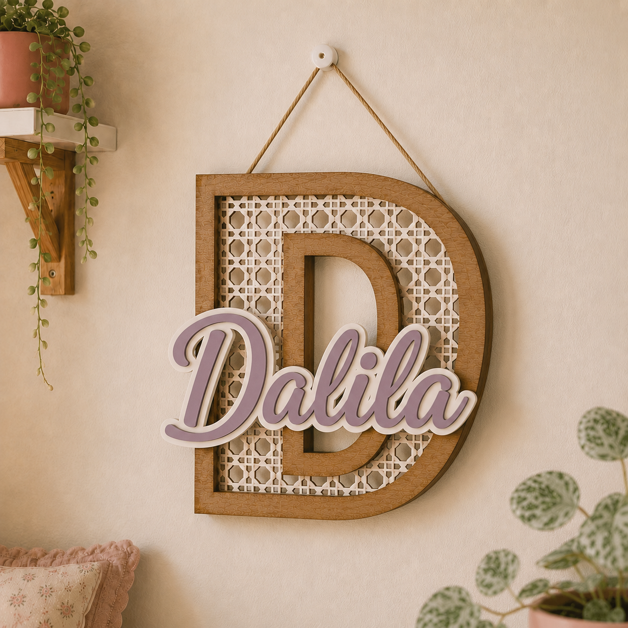 Lettera iniziale personalizzata in legno con nome | Personalized Wooden Initial with Name