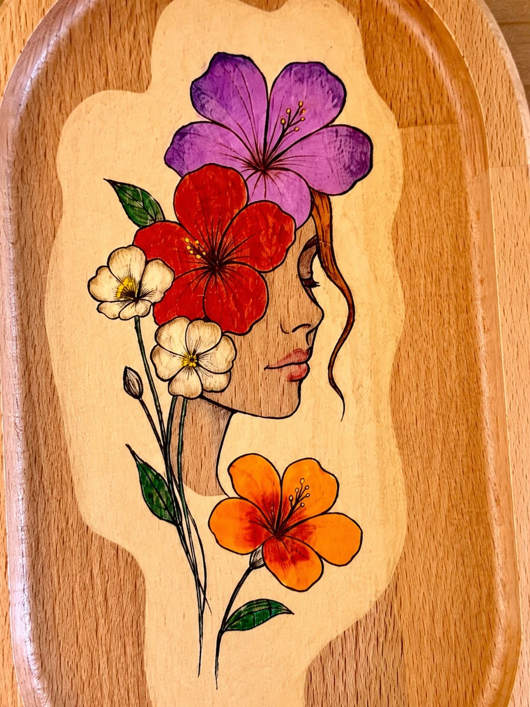 Vassoio Portagioie in Legno Dipinto a Mano | Hand Painted Wooden Jewelry Tray