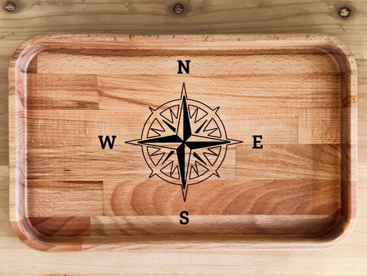 VASSOIO DECORATIVO RETTANGOLARE - ROSA DEI VENTI