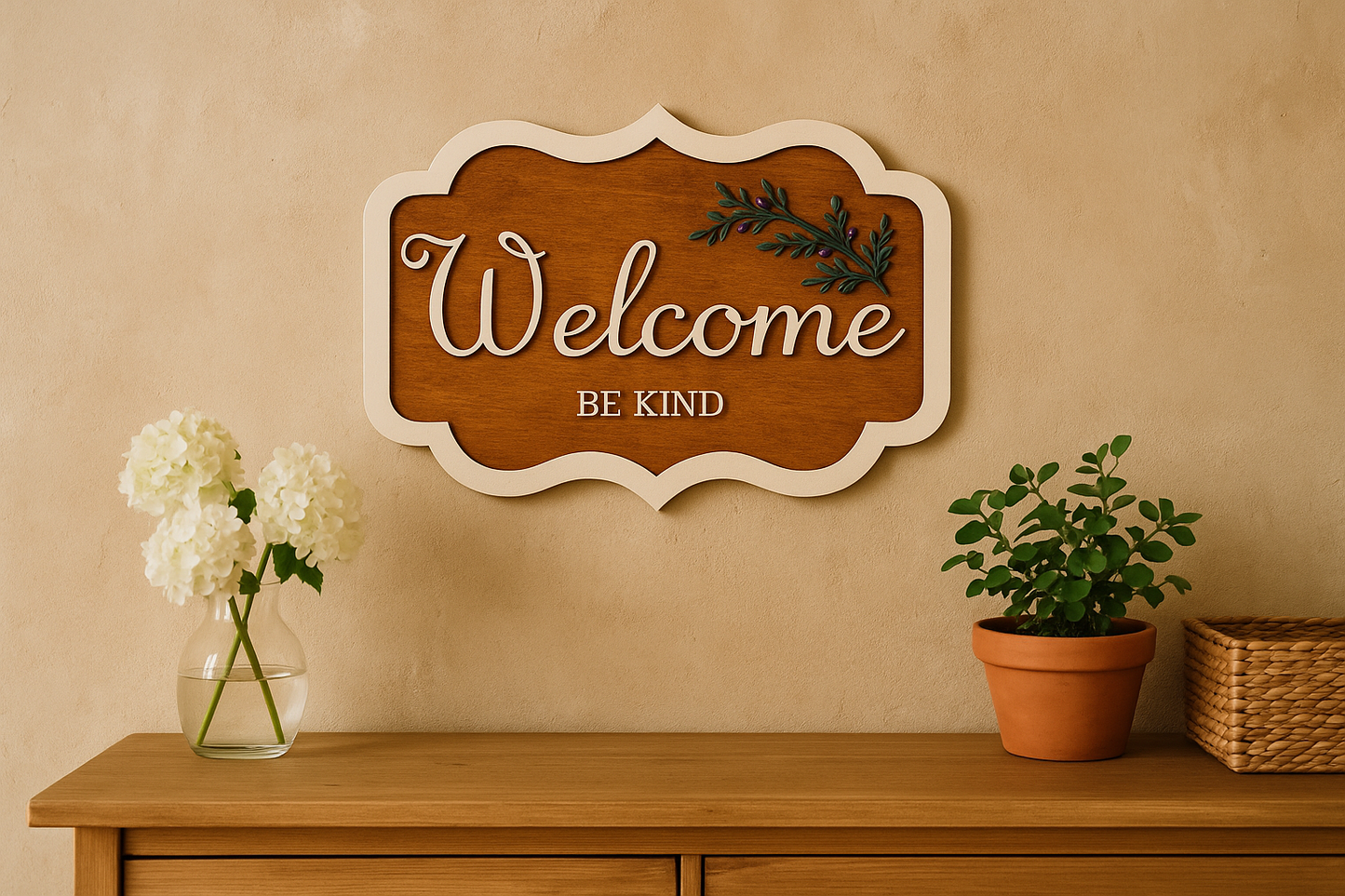 Handmade Wooden Welcome Sign | Farmhouse Entryway Wall Decor