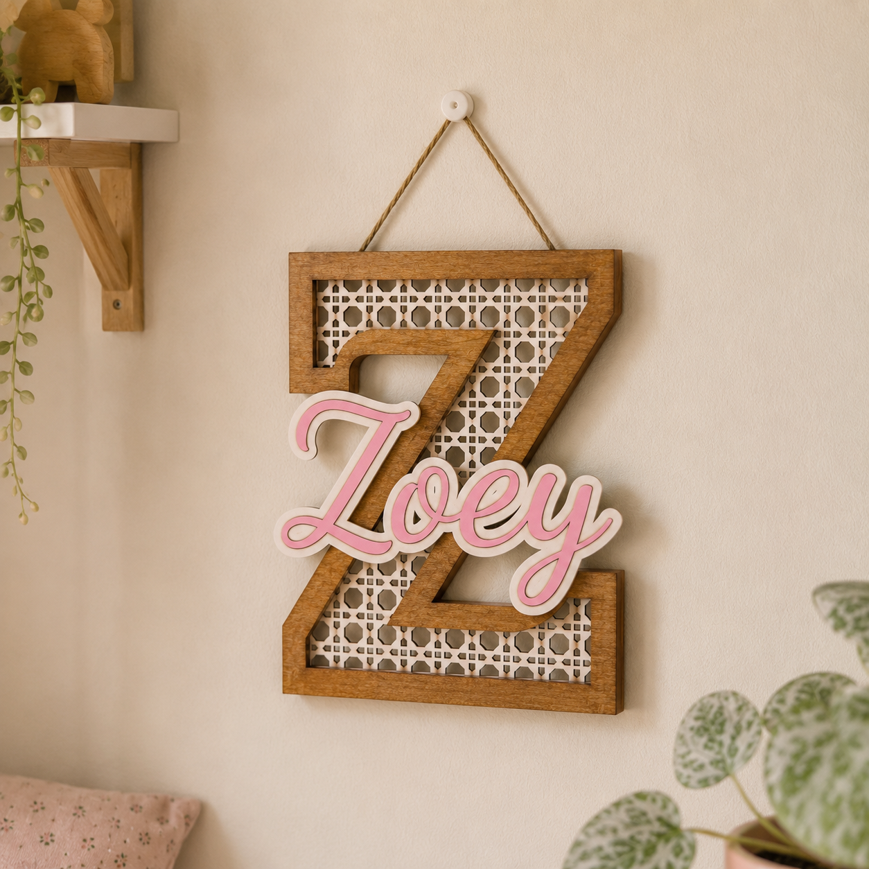 Lettera iniziale personalizzata in legno con nome | Personalized Wooden Initial with Name