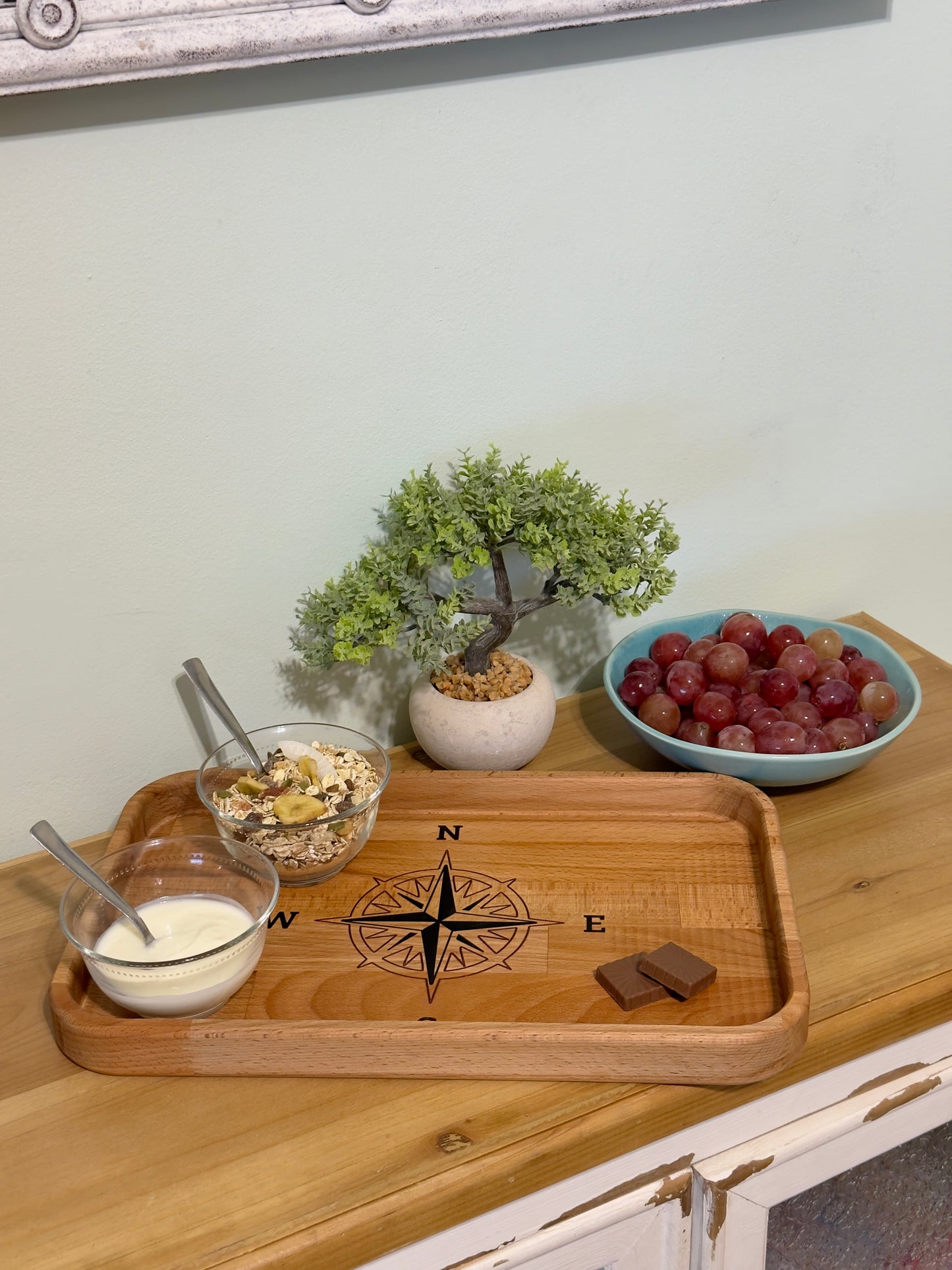 VASSOIO DECORATIVO RETTANGOLARE - ROSA DEI VENTI