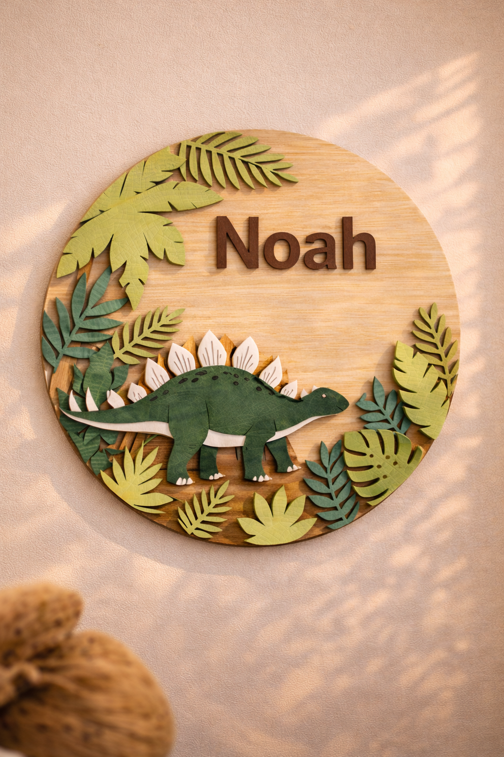 Targa Dino Nome Personalizzata | Personalized Dinosaur Wooden Name Sign