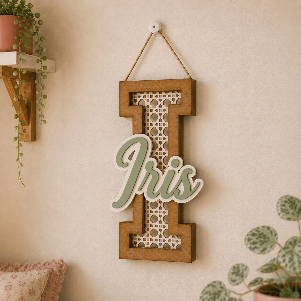 Lettera iniziale personalizzata in legno con nome | Personalized Wooden Initial with Name