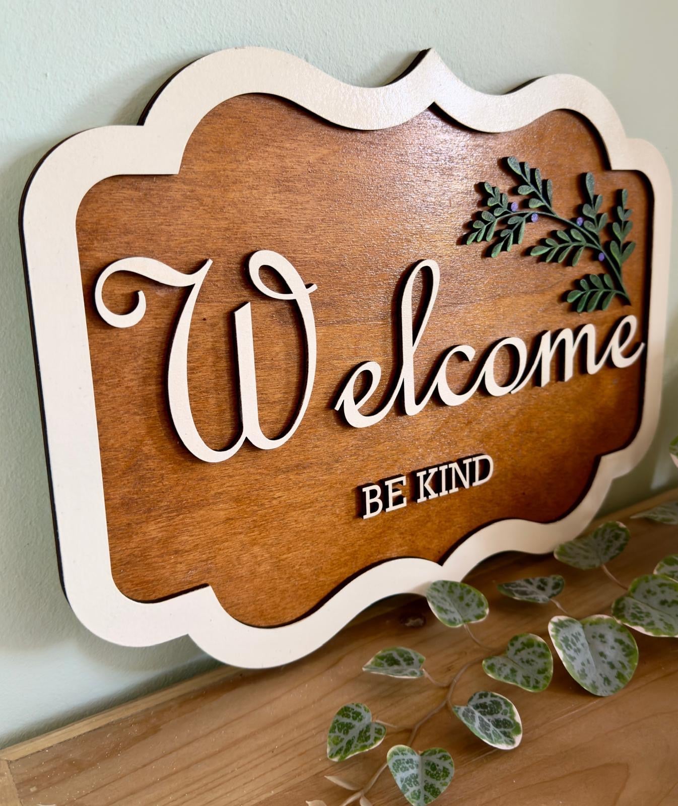 Handmade Wooden Welcome Sign | Farmhouse Entryway Wall Decor