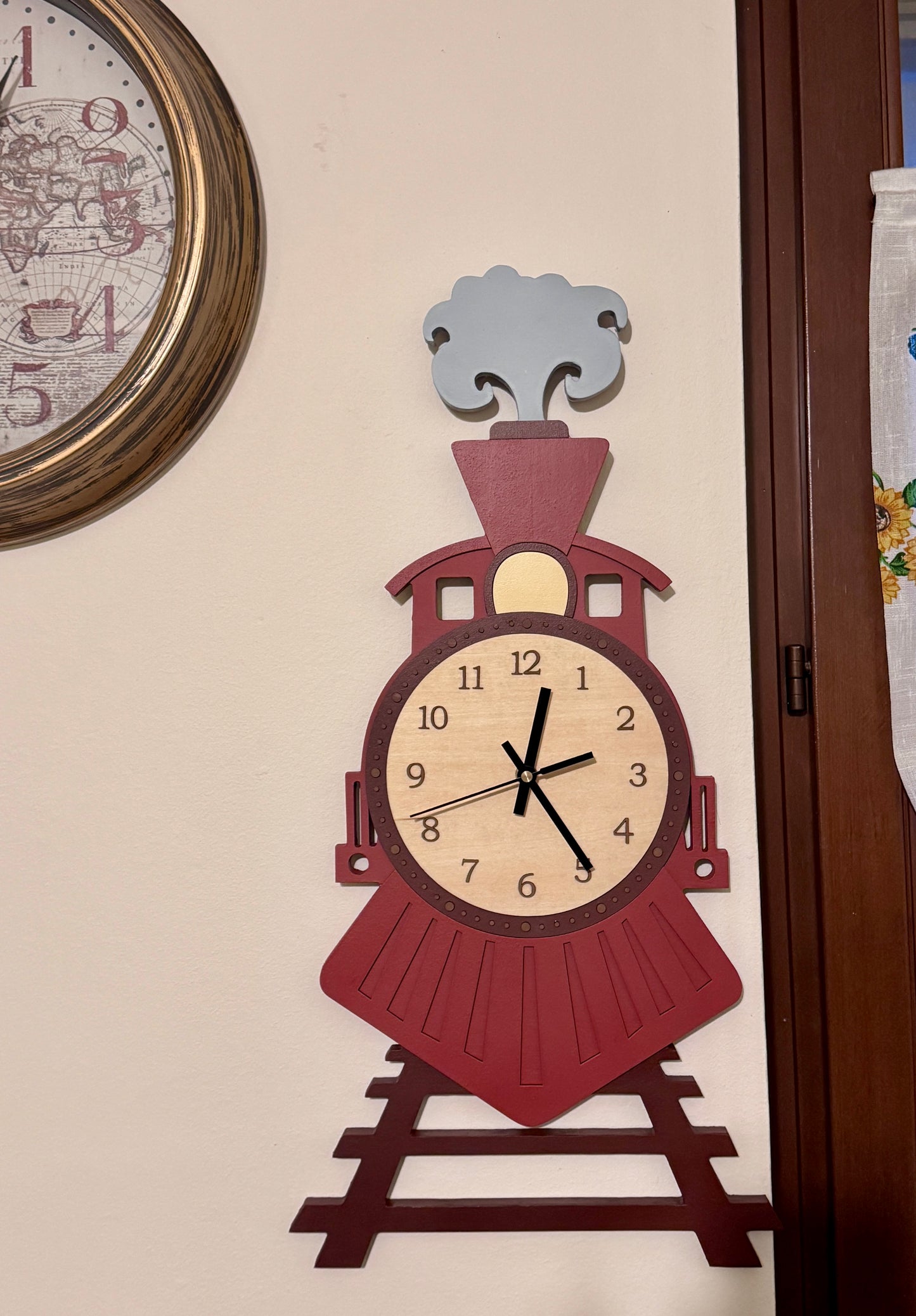 Orologio Treno in Legno per Cameretta | Wooden Train Wall Clock