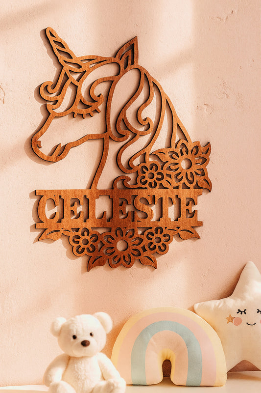 Targa con nome - UNICORNO FIORI