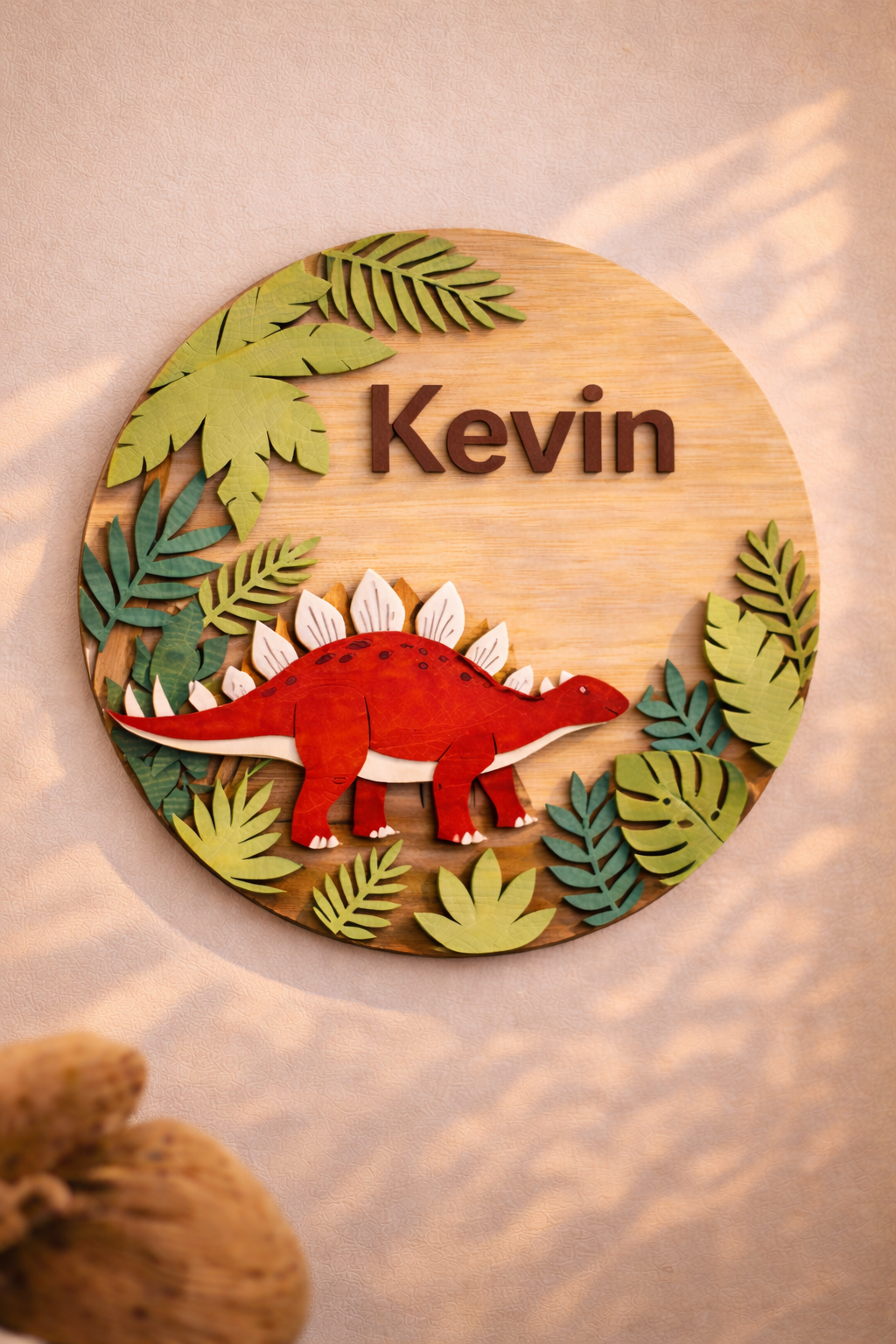 Targa Dino Nome Personalizzata | Personalized Dinosaur Wooden Name Sign