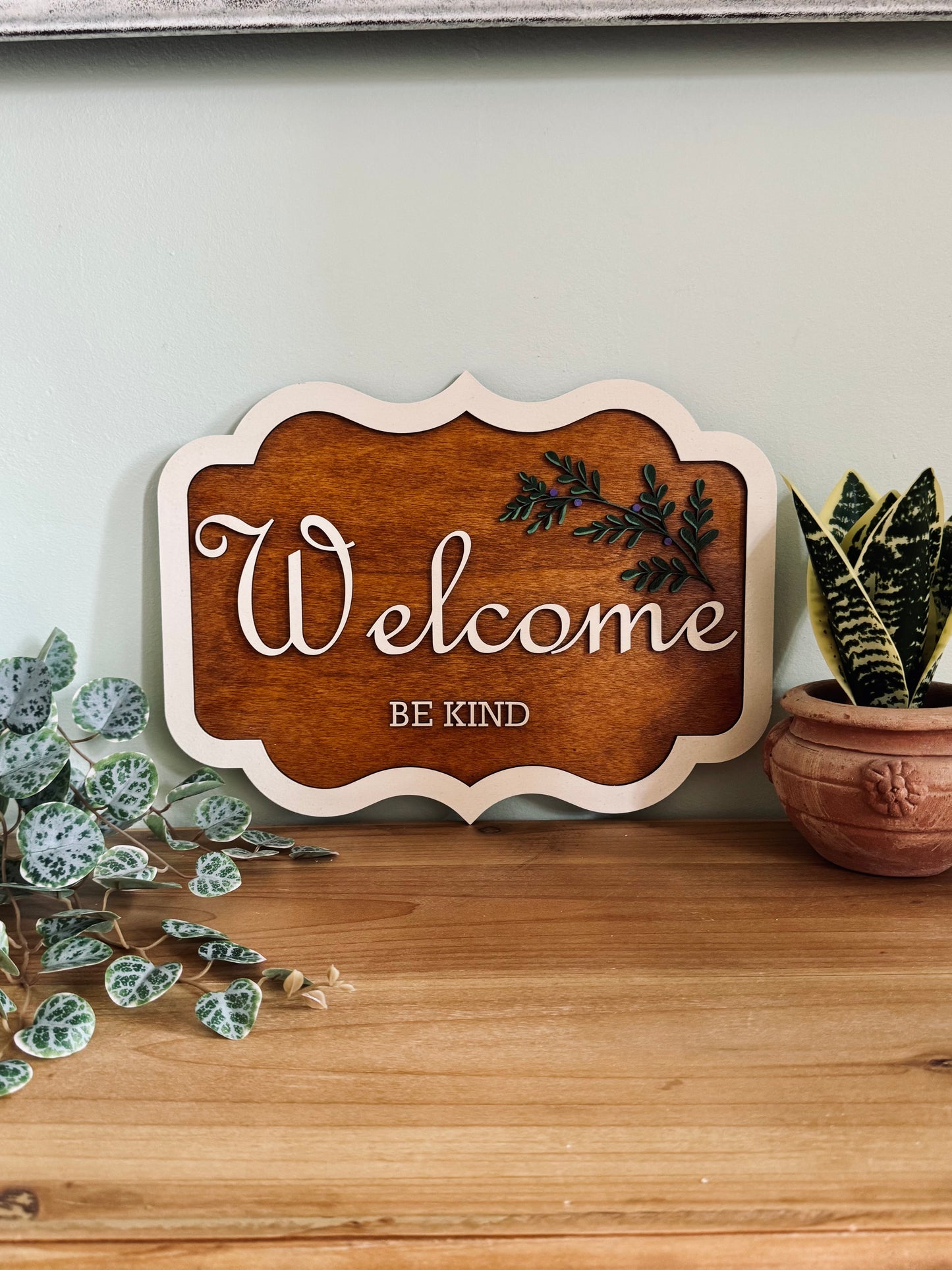 Handmade Wooden Welcome Sign | Farmhouse Entryway Wall Decor