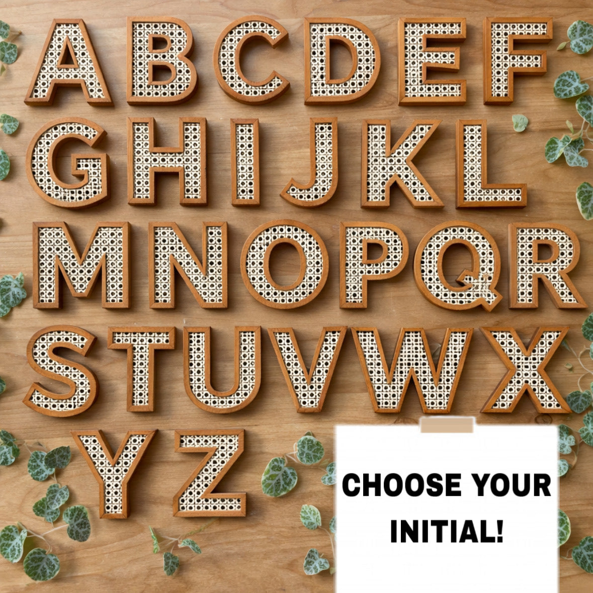 INIZIALE IN LEGNO RATTAN CON NOME PERSONALIZZATO