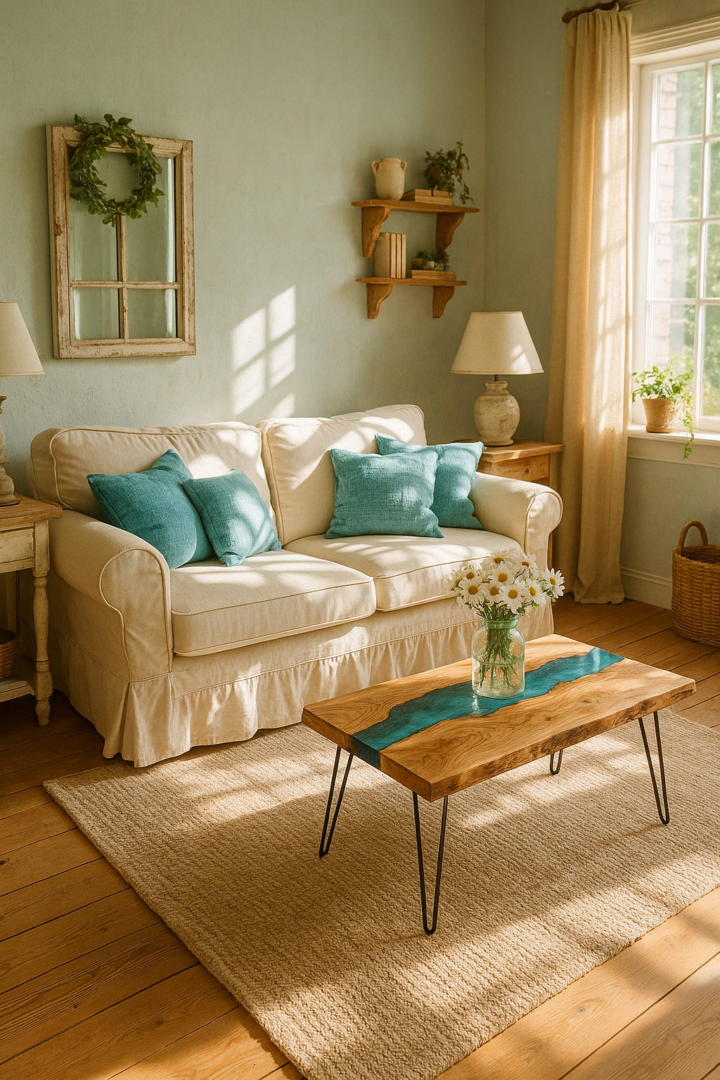 TAVOLINO LEGNO E RESINA