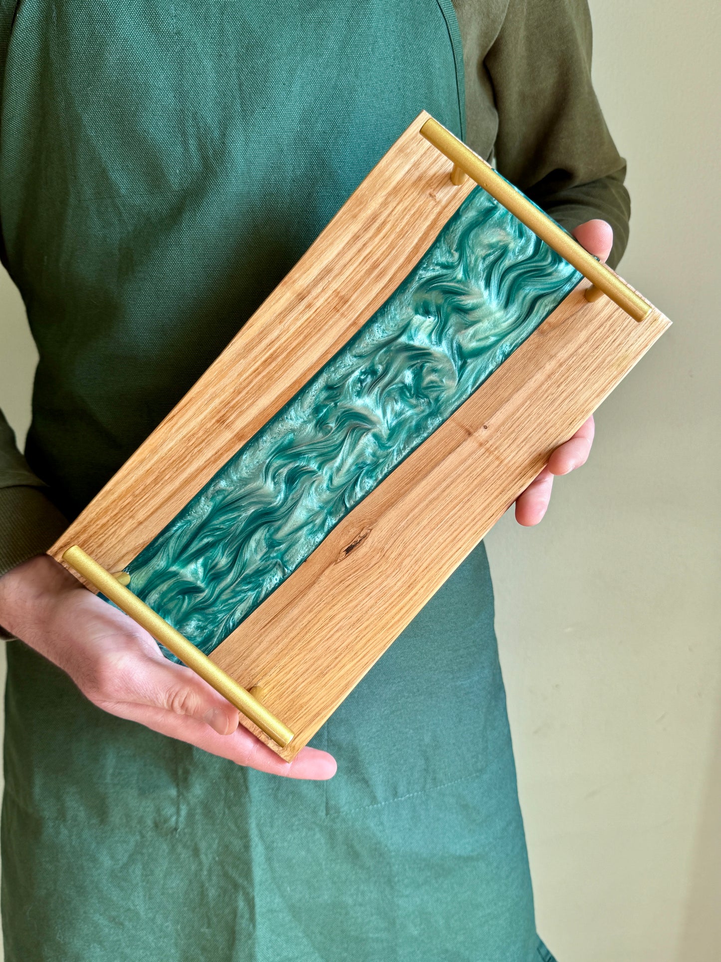 Vassoio in Legno con Resina Effetto Vetro | Handmade Wooden Tray Resin Glass Effect