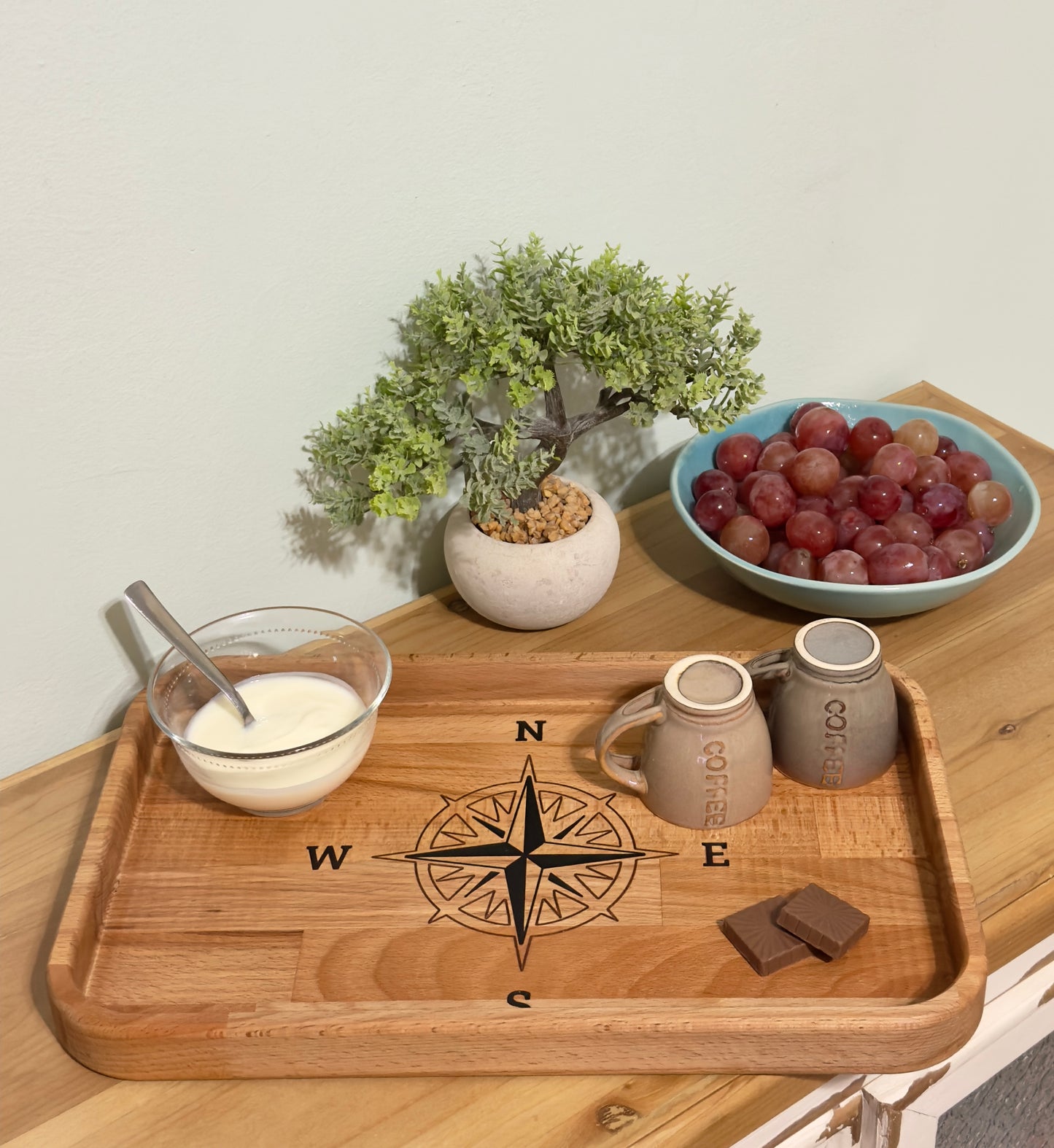 VASSOIO DECORATIVO RETTANGOLARE - ROSA DEI VENTI