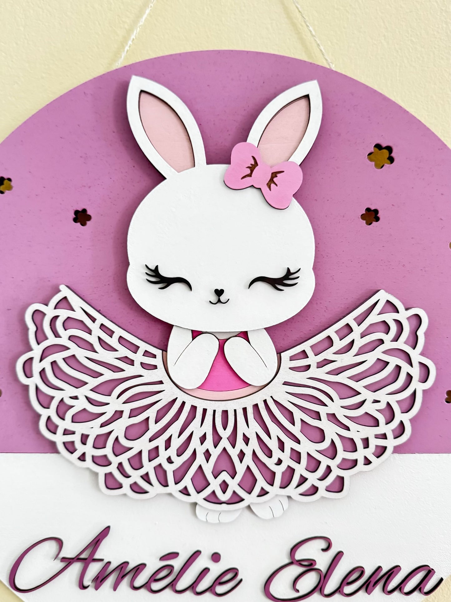 Personalized Bunny Wooden Name Sign | Targa Nome Coniglietta Ballerina