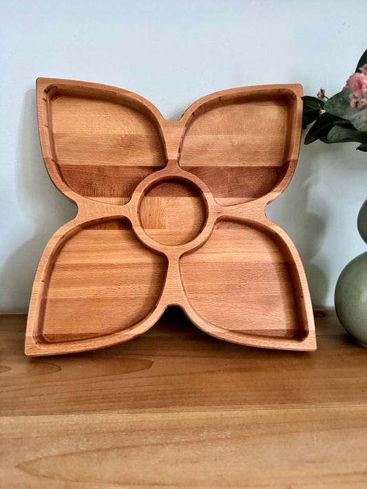 Vassoio da Portata Fiore in Legno di Faggio | Flower Shaped Beech Wood Serving Tray