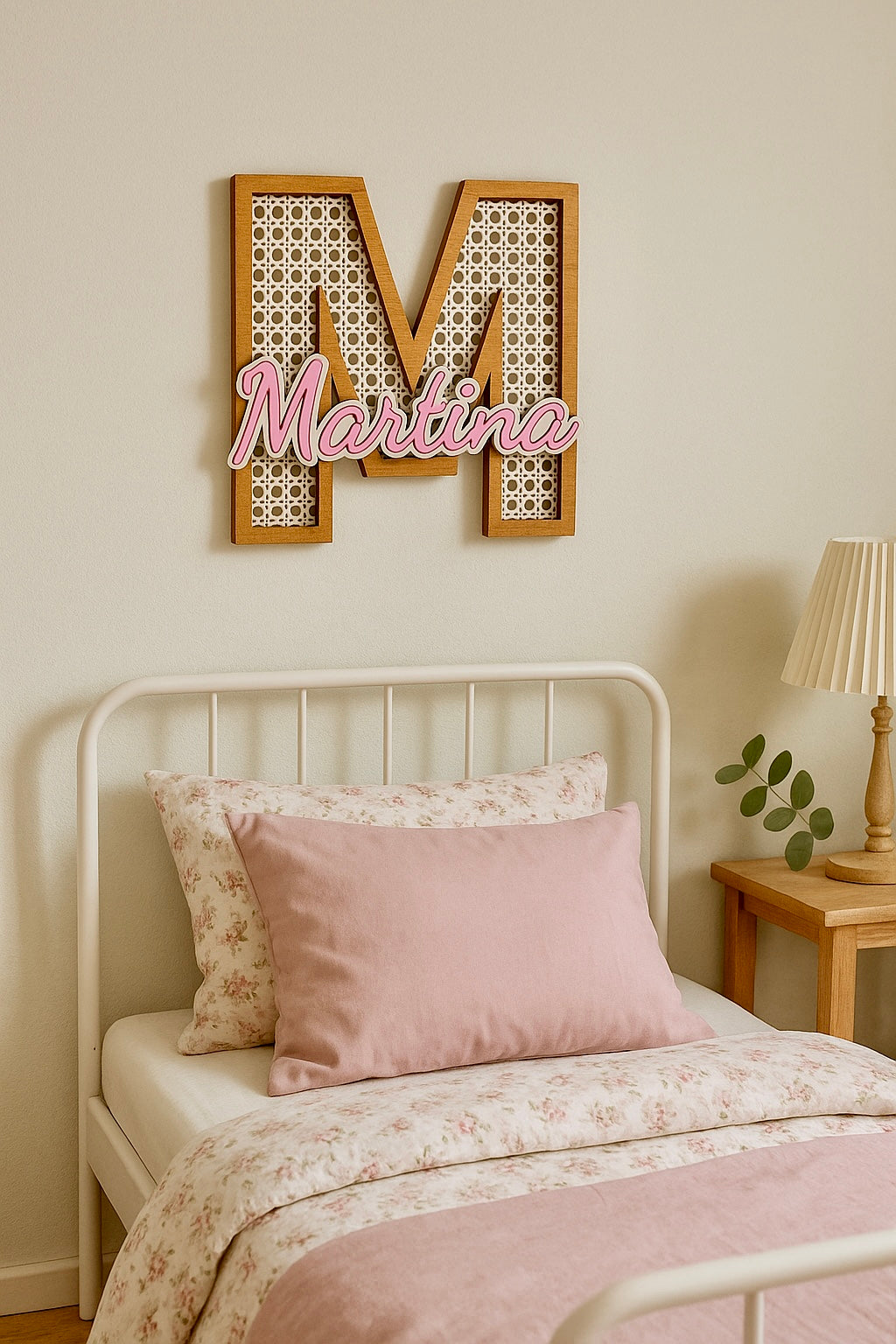 INIZIALE IN LEGNO RATTAN CON NOME PERSONALIZZATO