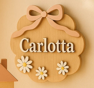 TARGA DECORARATIVA PERSONALIZZATA- FIOCCO FIORITO