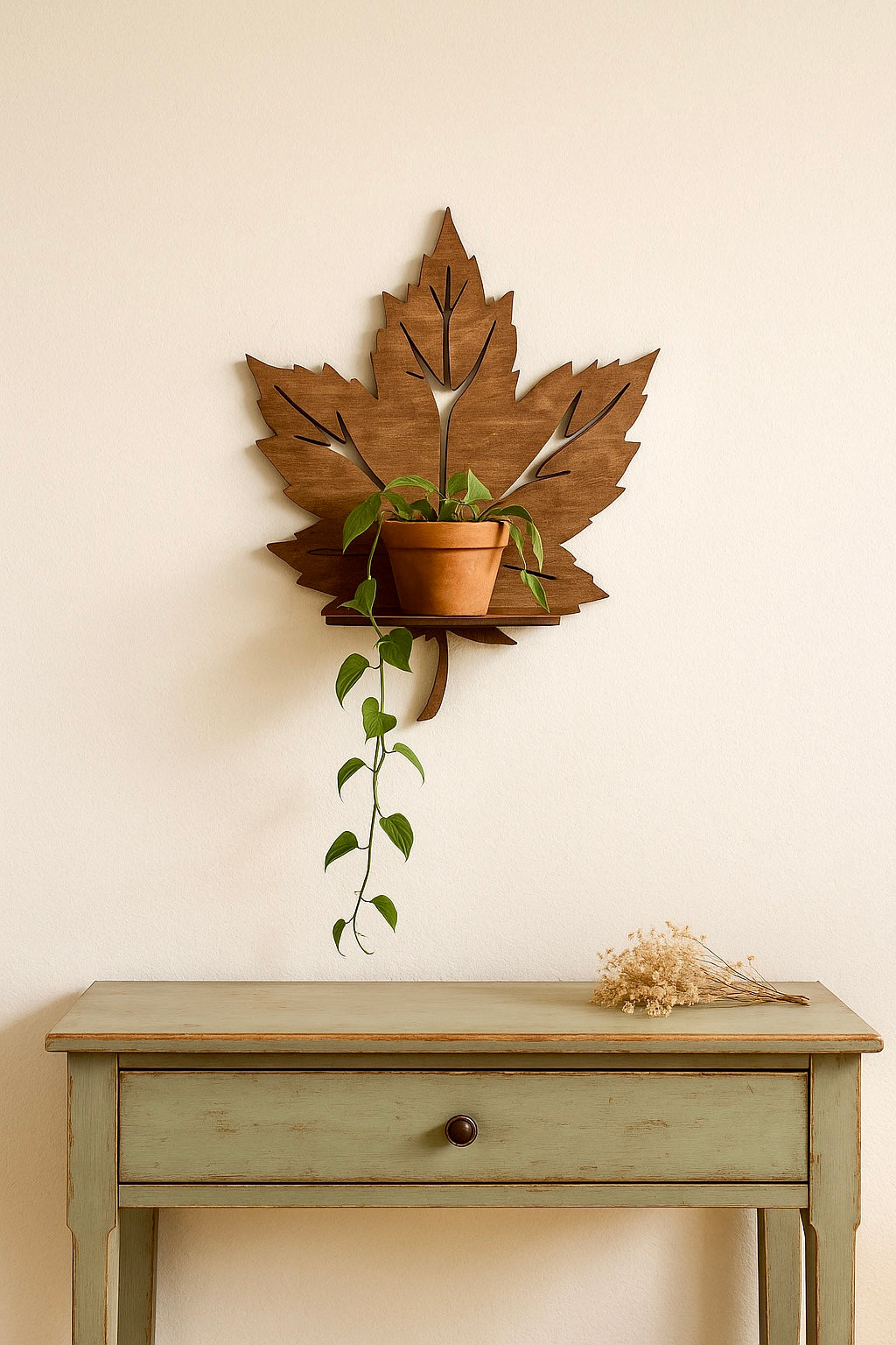 MENSOLA DA PARETE - FOGLIA ACERO