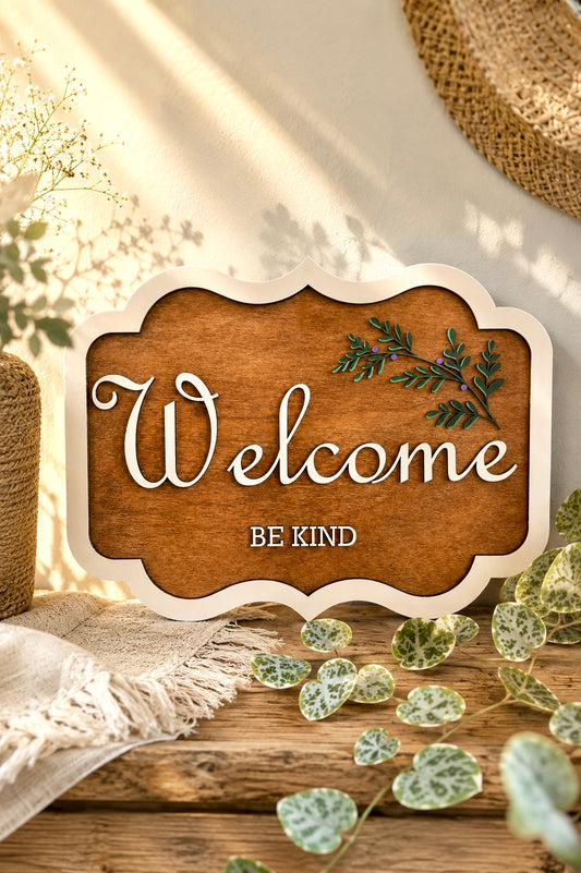Handmade Wooden Welcome Sign | Farmhouse Entryway Wall Decor
