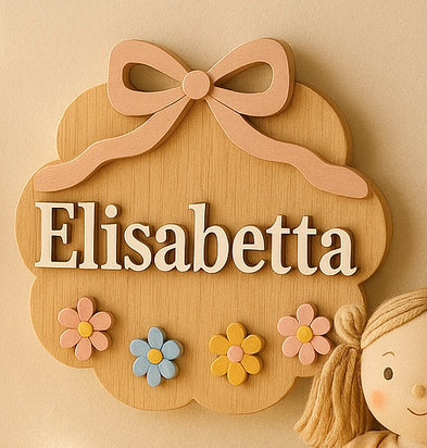 TARGA DECORARATIVA PERSONALIZZATA- FIOCCO FIORITO