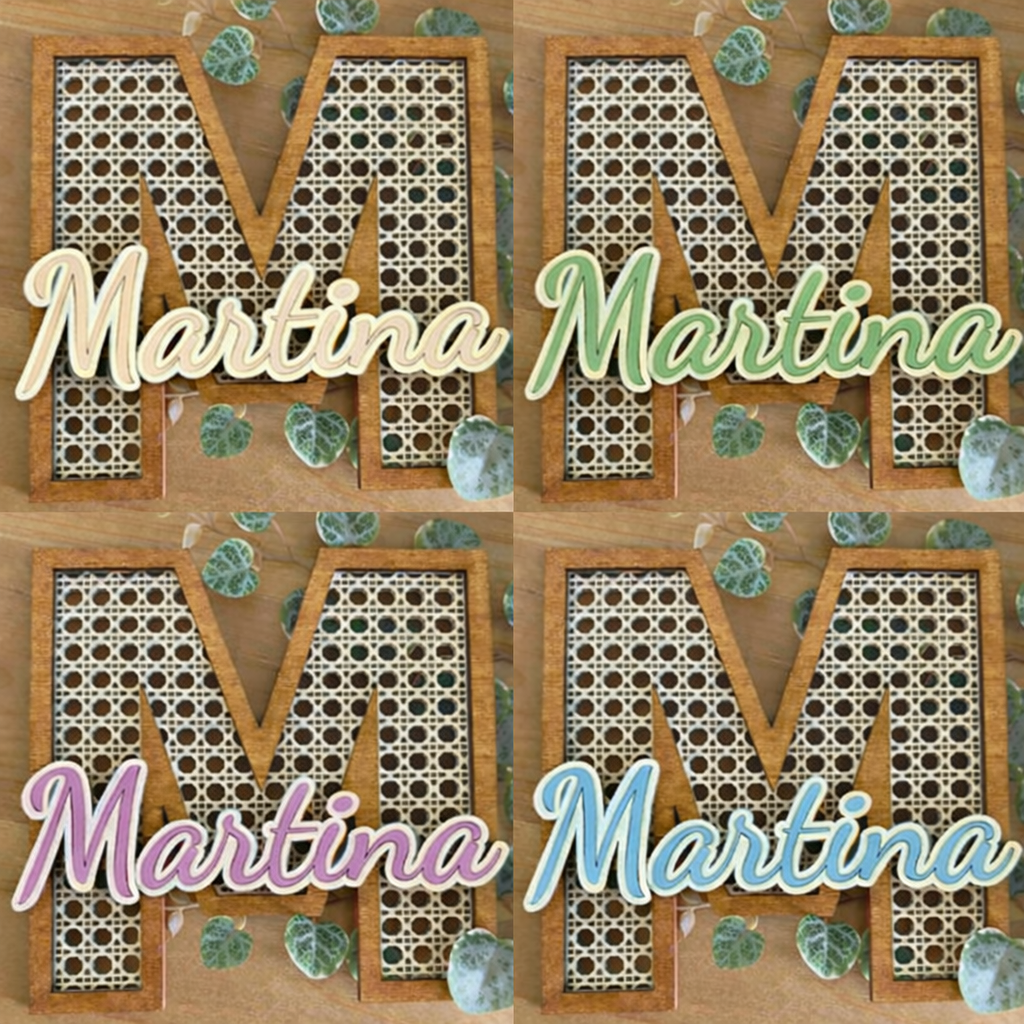 INIZIALE IN LEGNO RATTAN CON NOME PERSONALIZZATO