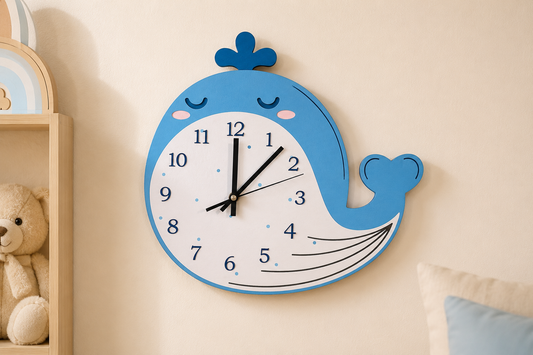 Orologio Cameretta Animali in Legno – Silenzioso | Wooden Nursery Animal Clock