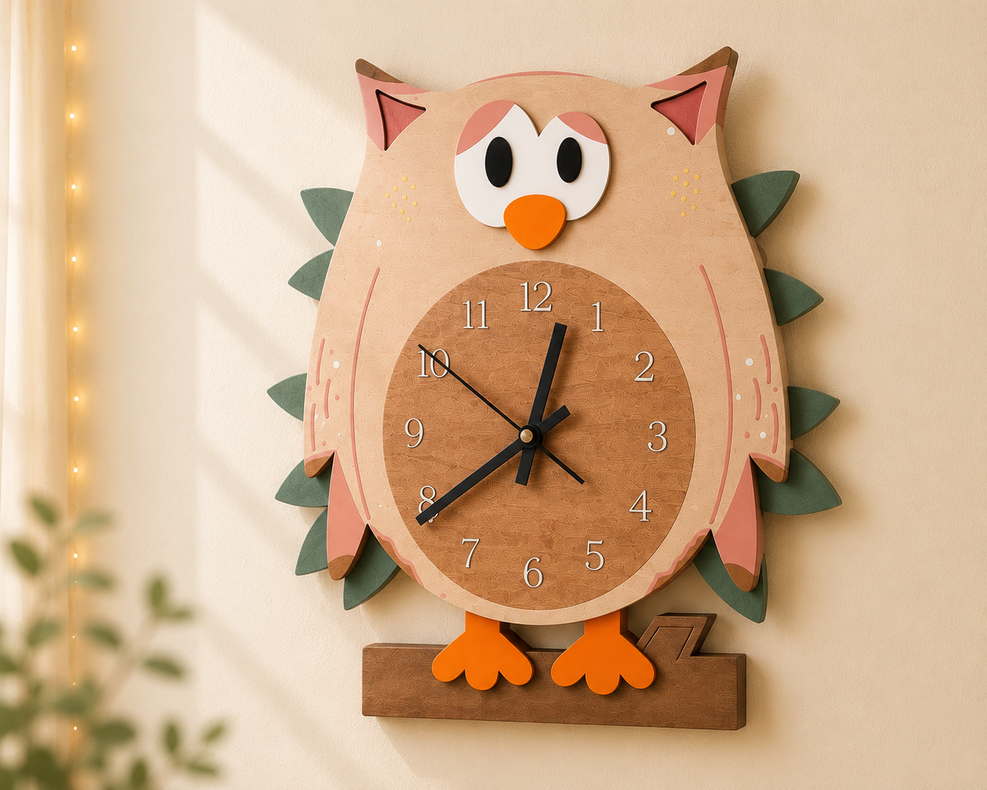 Orologio Cameretta Animali in Legno – Silenzioso | Wooden Nursery Animal Clock