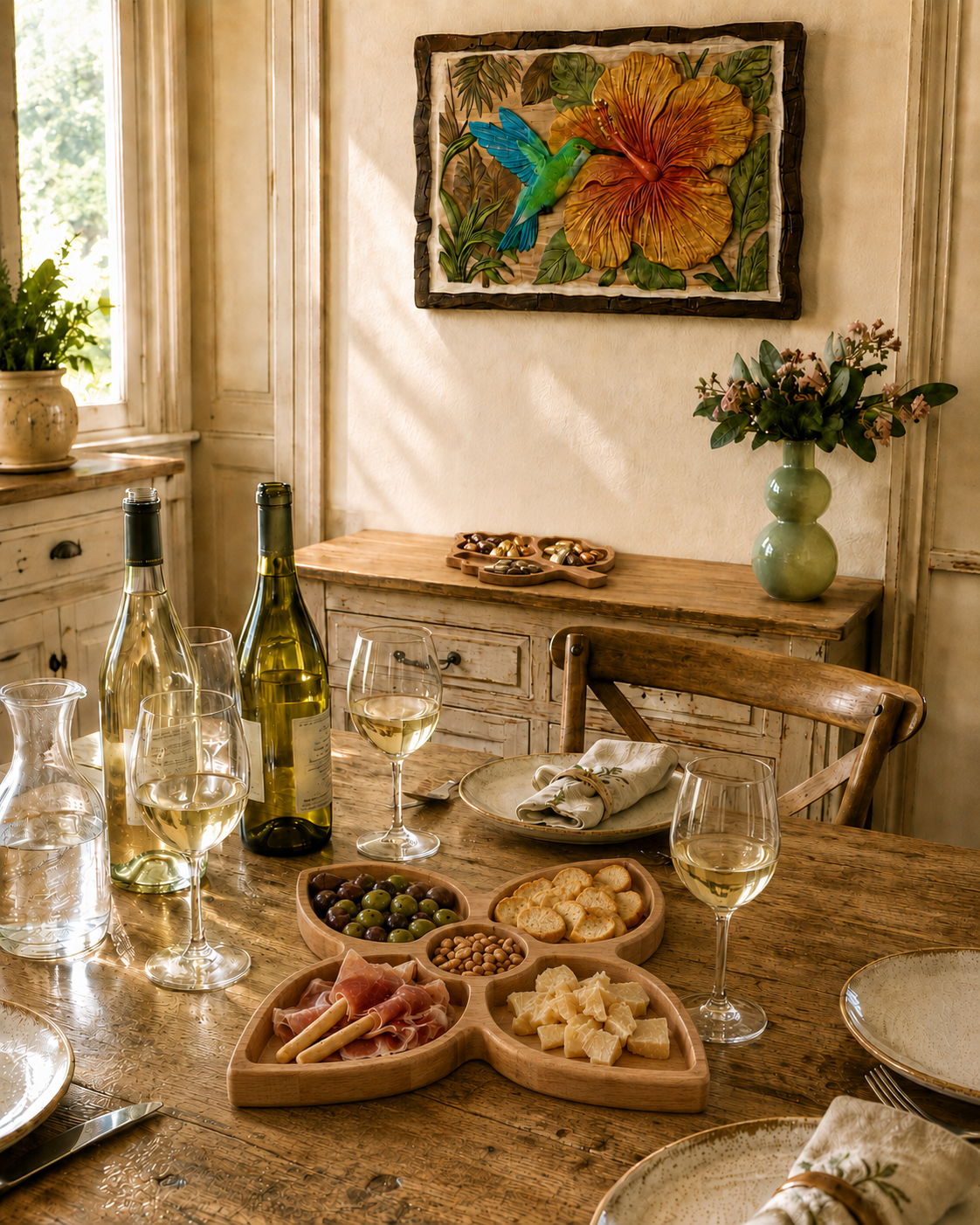 Vassoio Fiore in Legno di Faggio Artigianale | Handmade Flower-Shaped Serving Tray